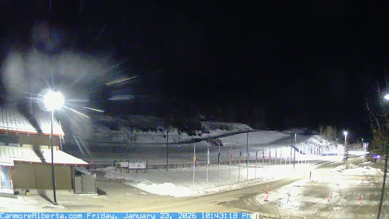 Canmore Nordic Centre Ski Slope & Mt. Rundle View Live Cam - Canmore, Alberta's Rockies, Alberta, Canada