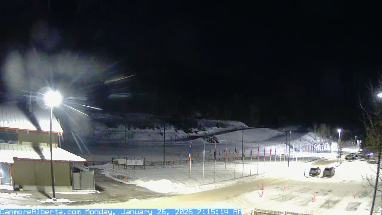 Canmore Nordic Centre Ski Slope & Mt. Rundle View Live Cam - Canmore, Alberta's Rockies, Alberta, Canada