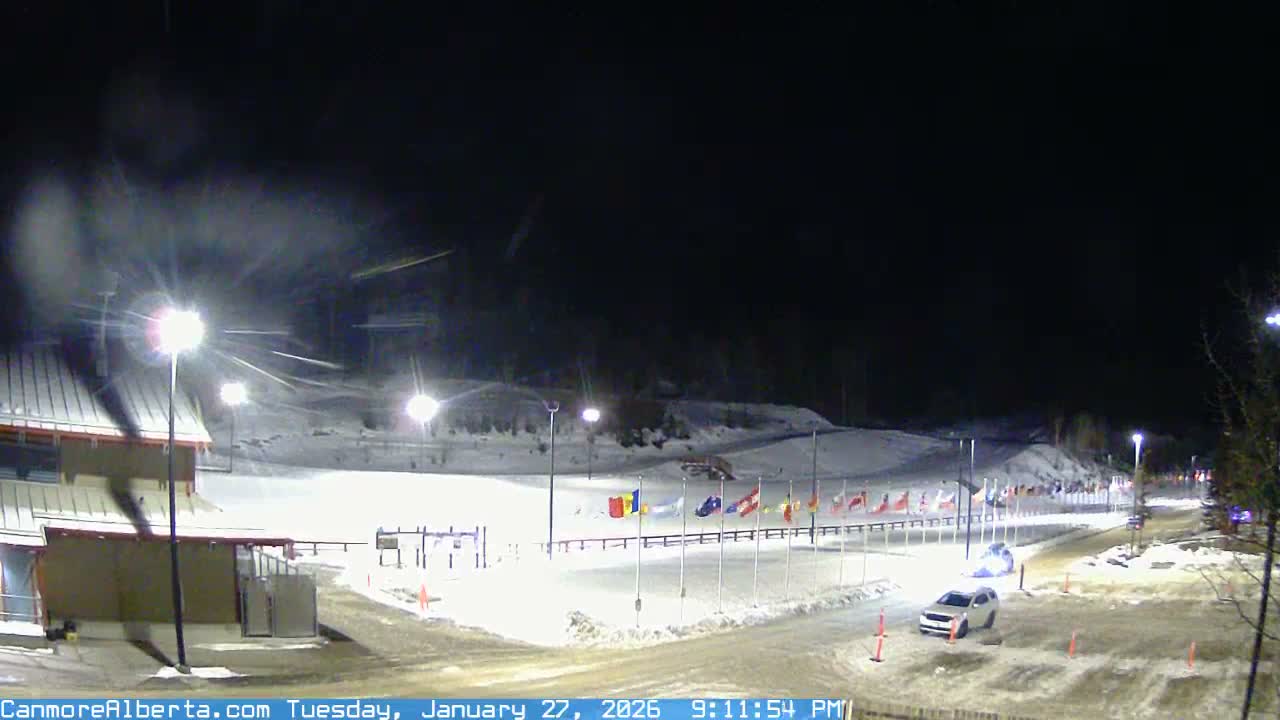 Canmore Nordic Centre Ski Slope & Mt. Rundle View Live Cam - Canmore, Alberta's Rockies, Alberta, Canada