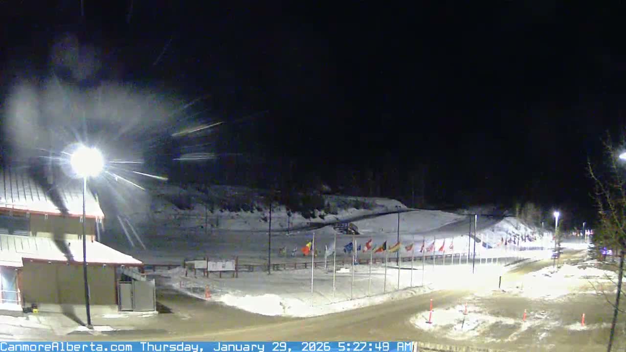Canmore Nordic Centre Ski Slope & Mt. Rundle View Live Cam - Canmore, Alberta's Rockies, Alberta, Canada