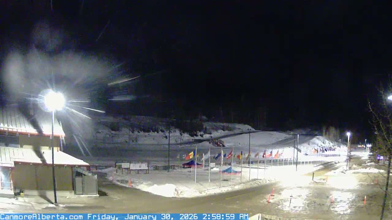Canmore Nordic Centre Ski Slope & Mt. Rundle View Live Cam - Canmore, Alberta's Rockies, Alberta, Canada