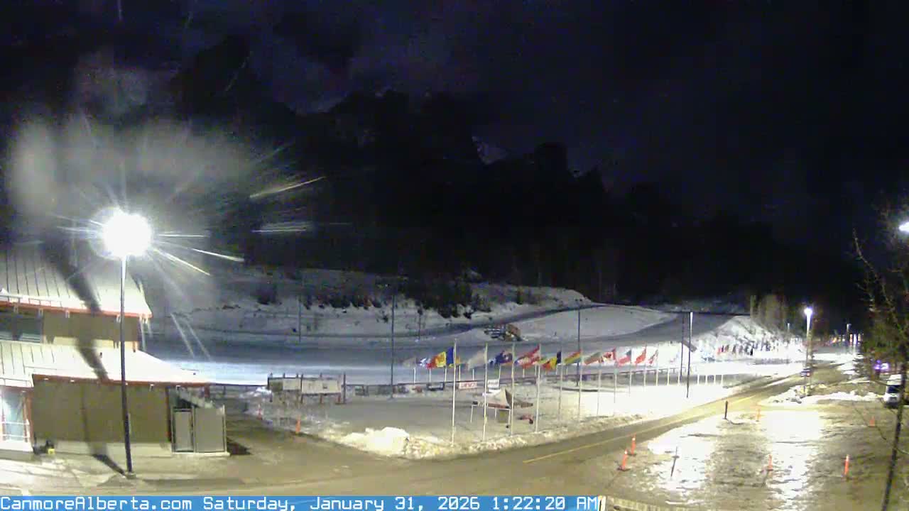Canmore Nordic Centre Ski Slope & Mt. Rundle View Live Cam - Canmore, Alberta's Rockies, Alberta, Canada