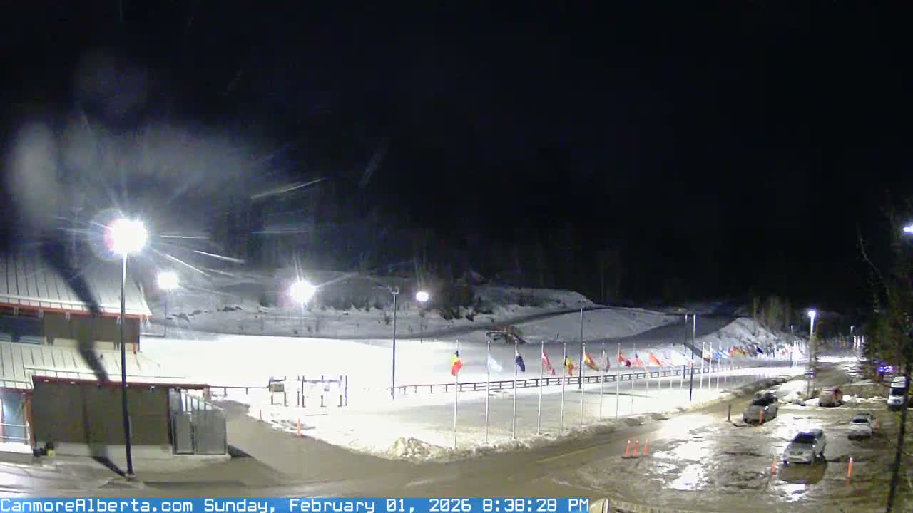 Canmore Nordic Centre Ski Slope & Mt. Rundle View Live Cam - Canmore, Alberta's Rockies, Alberta, Canada
