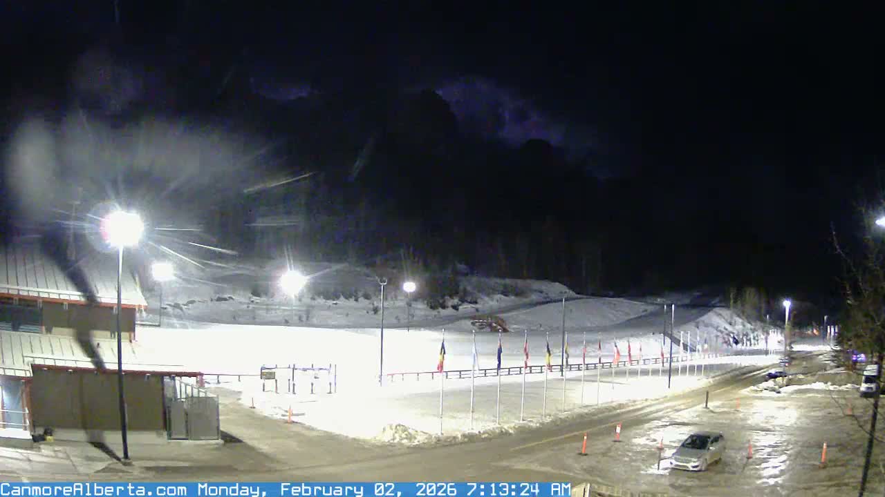 Canmore Nordic Centre Ski Slope & Mt. Rundle View Live Cam - Canmore, Alberta's Rockies, Alberta, Canada