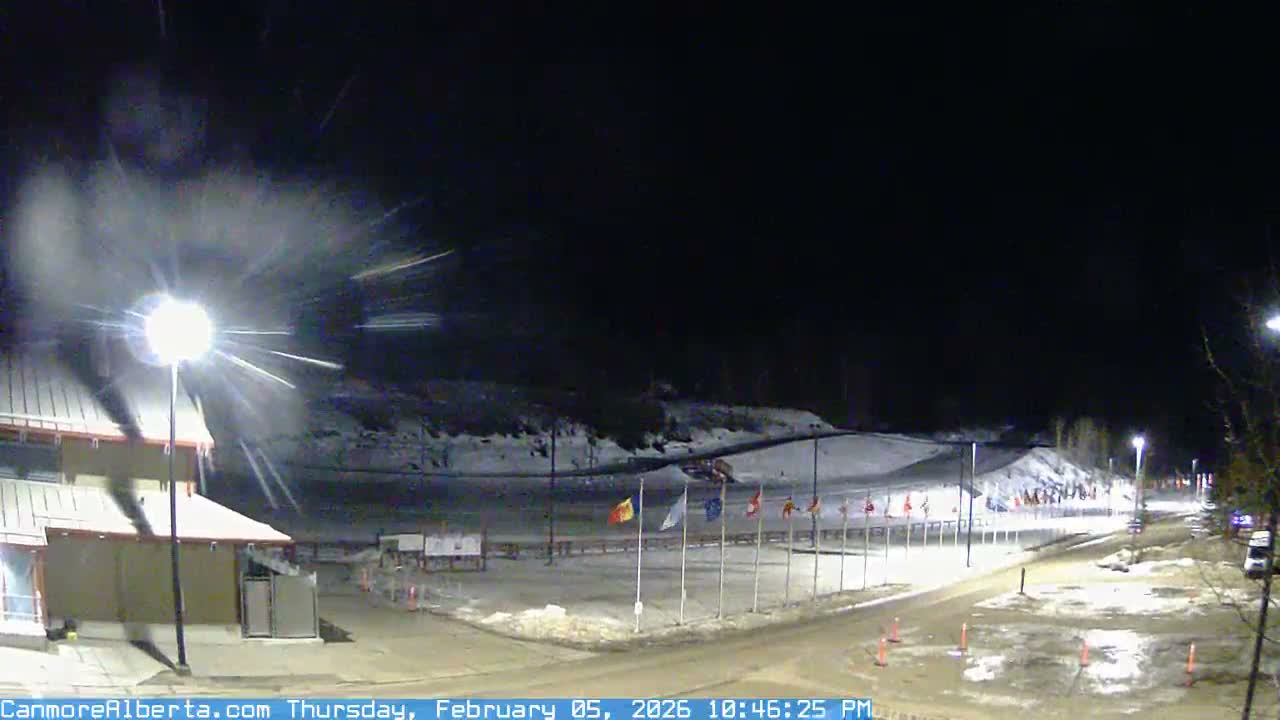Canmore Nordic Centre Ski Slope & Mt. Rundle View Live Cam - Canmore, Alberta's Rockies, Alberta, Canada