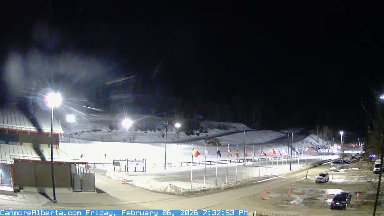 Canmore Nordic Centre Ski Slope & Mt. Rundle View Live Cam - Canmore, Alberta's Rockies, Alberta, Canada