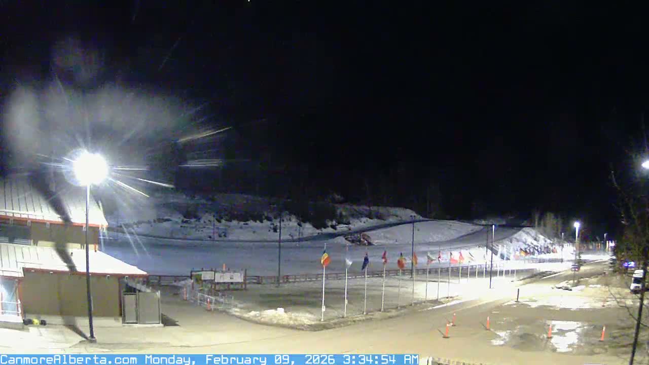Canmore Nordic Centre Ski Slope & Mt. Rundle View Live Cam - Canmore, Alberta's Rockies, Alberta, Canada