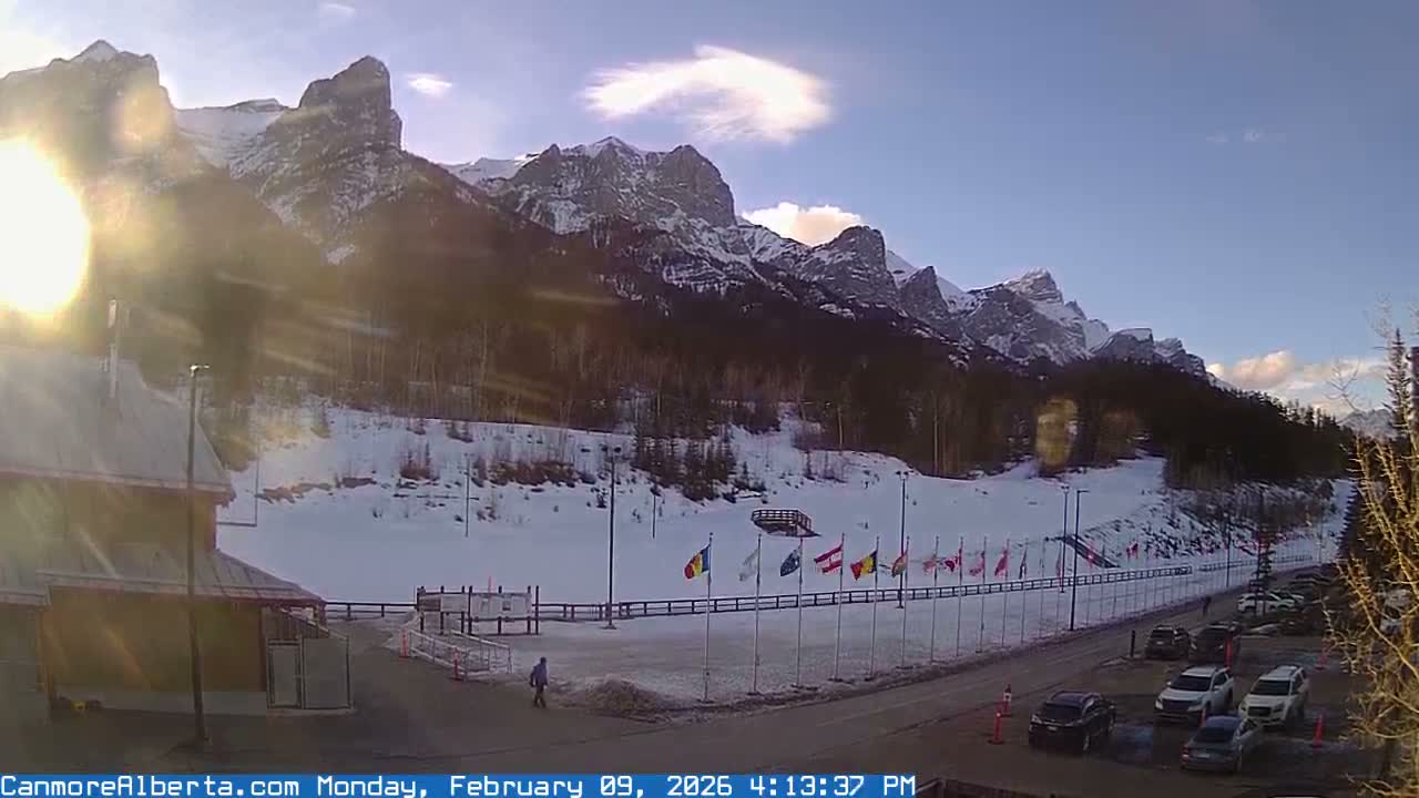 Canmore Nordic Centre Ski Slope & Mt. Rundle View Live Cam - Canmore, Alberta's Rockies, Alberta, Canada