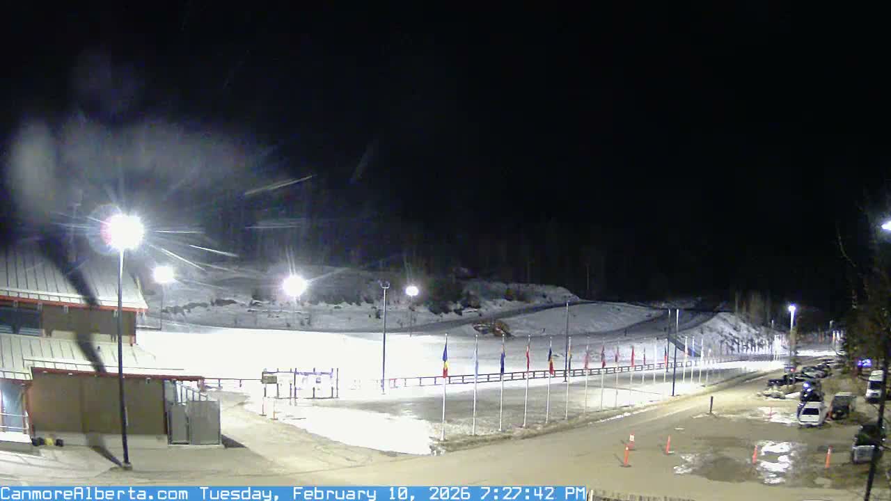 Canmore Nordic Centre Ski Slope & Mt. Rundle View Live Cam - Canmore, Alberta's Rockies, Alberta, Canada