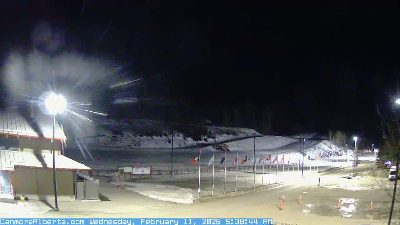 Canmore Nordic Centre Ski Slope & Mt. Rundle View Live Cam - Canmore, Alberta's Rockies, Alberta, Canada