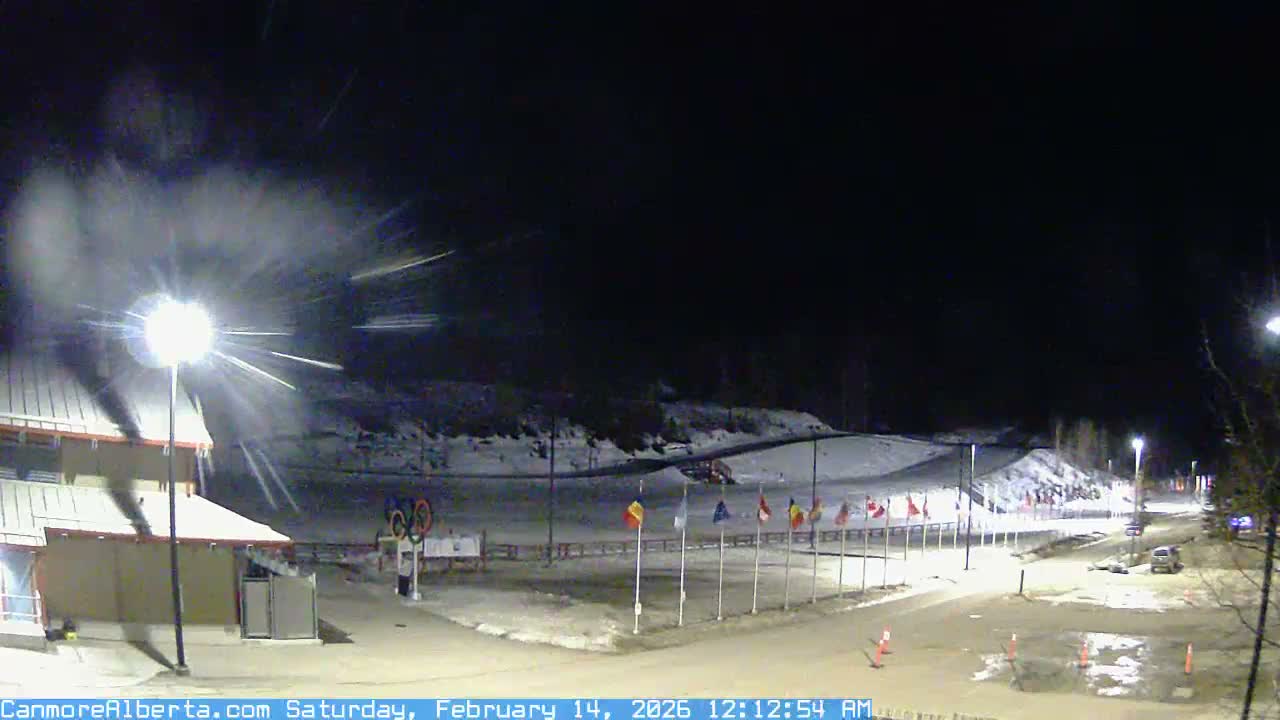 Canmore Nordic Centre Ski Slope & Mt. Rundle View Live Cam - Canmore, Alberta's Rockies, Alberta, Canada