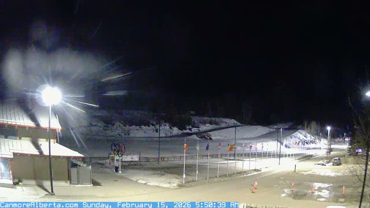 Canmore Nordic Centre Ski Slope & Mt. Rundle View Live Cam - Canmore, Alberta's Rockies, Alberta, Canada