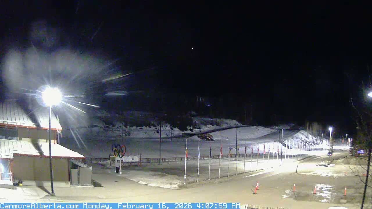 Canmore Nordic Centre Ski Slope & Mt. Rundle View Live Cam - Canmore, Alberta's Rockies, Alberta, Canada