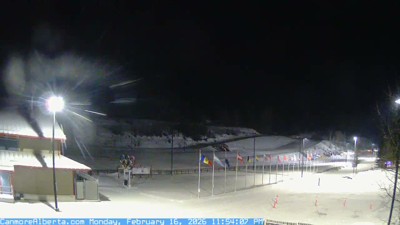 Canmore Nordic Centre Ski Slope & Mt. Rundle View Live Cam - Canmore, Alberta's Rockies, Alberta, Canada