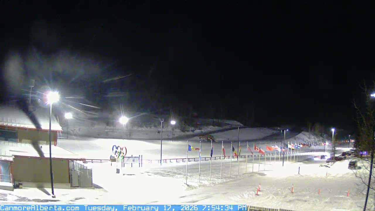 Canmore Nordic Centre Ski Slope & Mt. Rundle View Live Cam - Canmore, Alberta's Rockies, Alberta, Canada