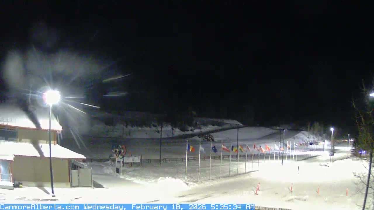 Canmore Nordic Centre Ski Slope & Mt. Rundle View Live Cam - Canmore, Alberta's Rockies, Alberta, Canada