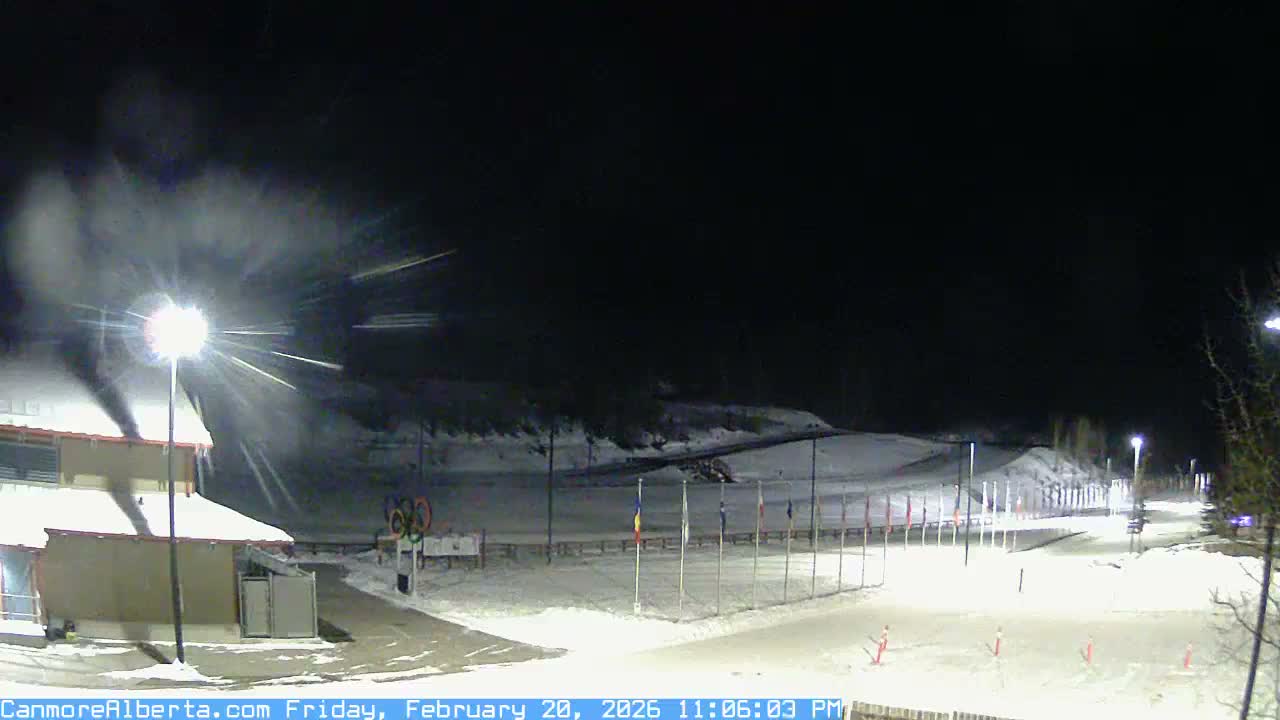 Canmore Nordic Centre Ski Slope & Mt. Rundle View Live Cam - Canmore, Alberta's Rockies, Alberta, Canada