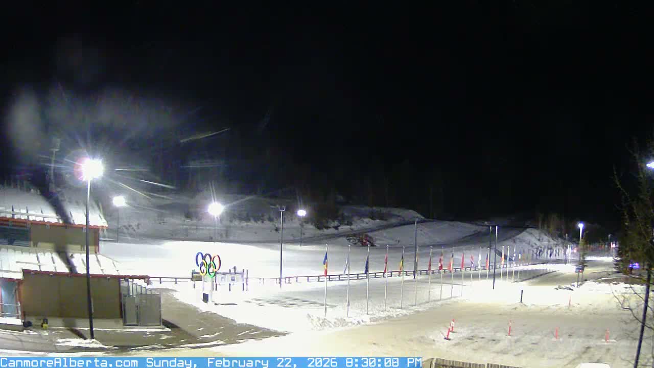 Canmore Nordic Centre Ski Slope & Mt. Rundle View Live Cam - Canmore, Alberta's Rockies, Alberta, Canada