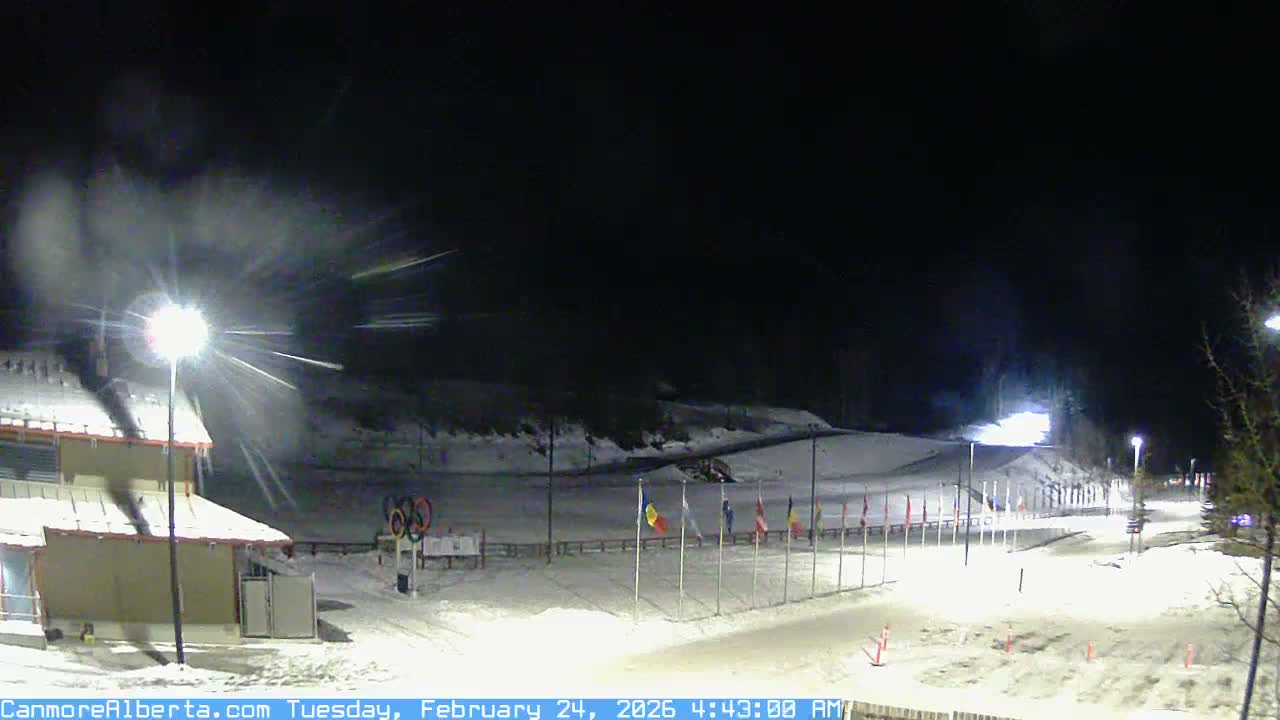Canmore Nordic Centre Ski Slope & Mt. Rundle View Live Cam - Canmore, Alberta's Rockies, Alberta, Canada