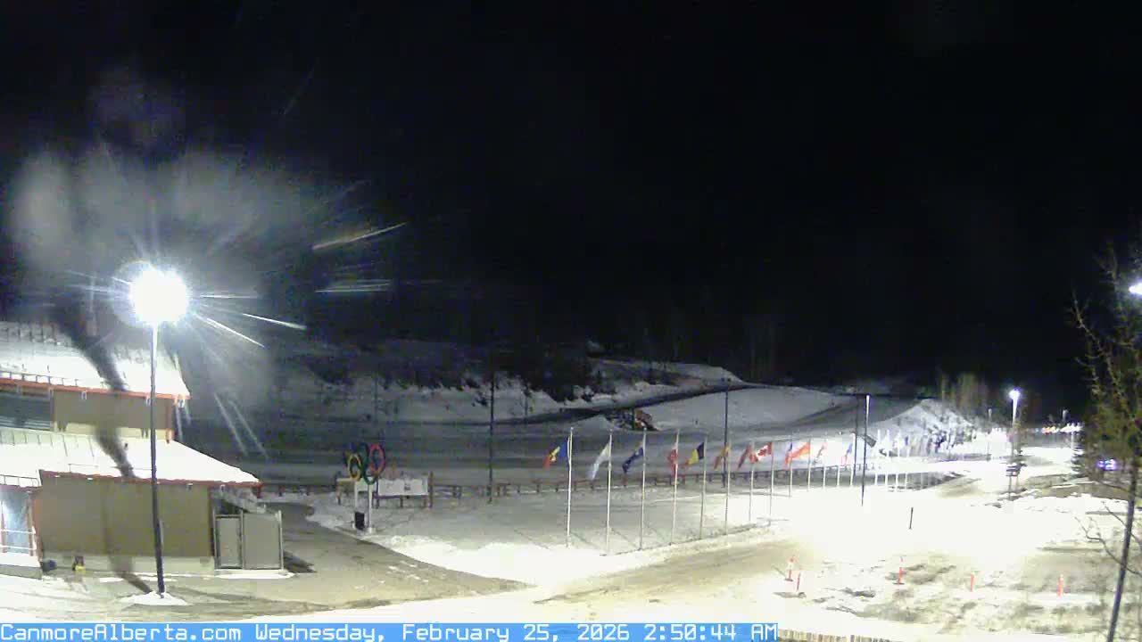 Canmore Nordic Centre Ski Slope & Mt. Rundle View Live Cam - Canmore, Alberta's Rockies, Alberta, Canada