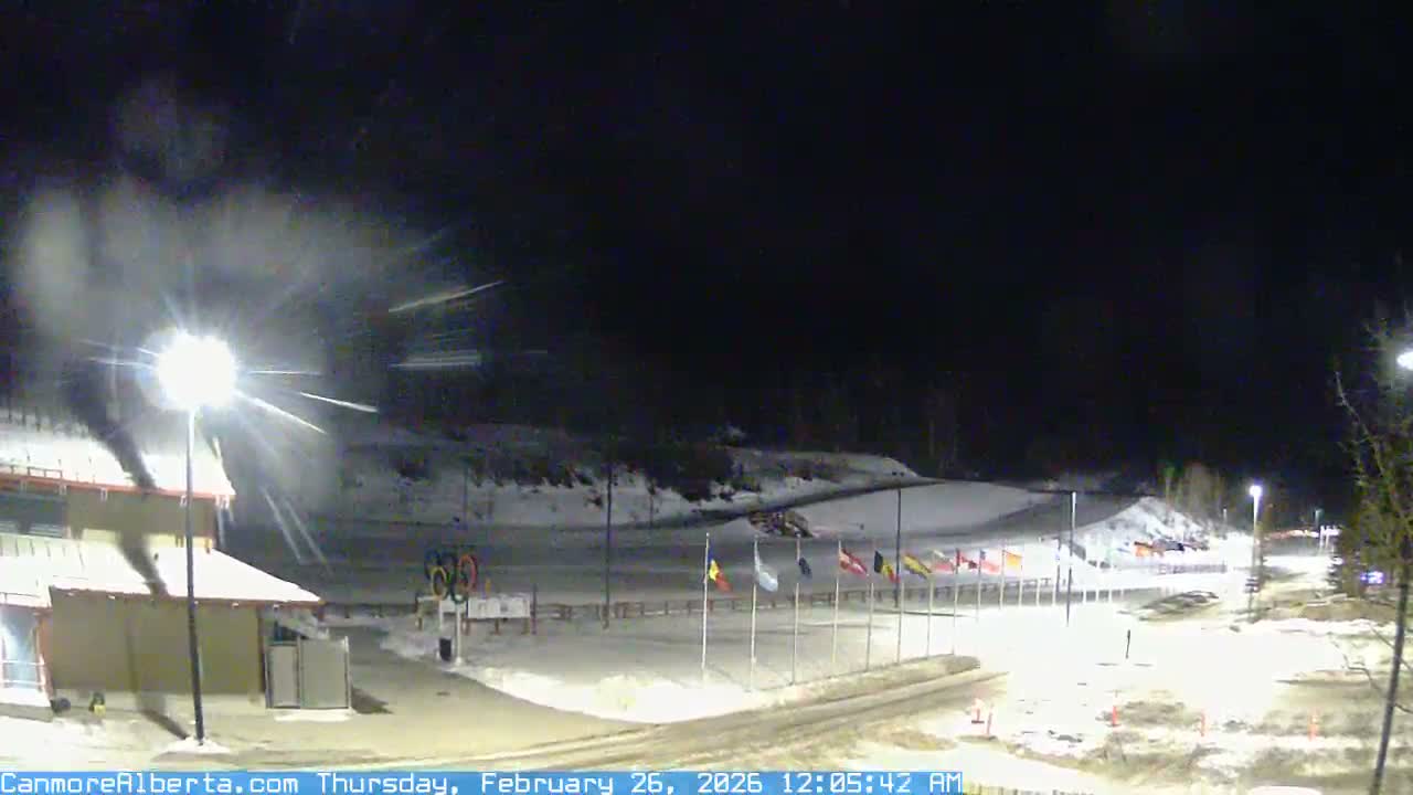 Canmore Nordic Centre Ski Slope & Mt. Rundle View Live Cam - Canmore, Alberta's Rockies, Alberta, Canada