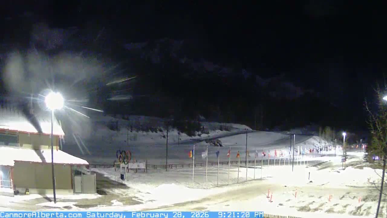 Canmore Nordic Centre Ski Slope & Mt. Rundle View Live Cam - Canmore, Alberta's Rockies, Alberta, Canada