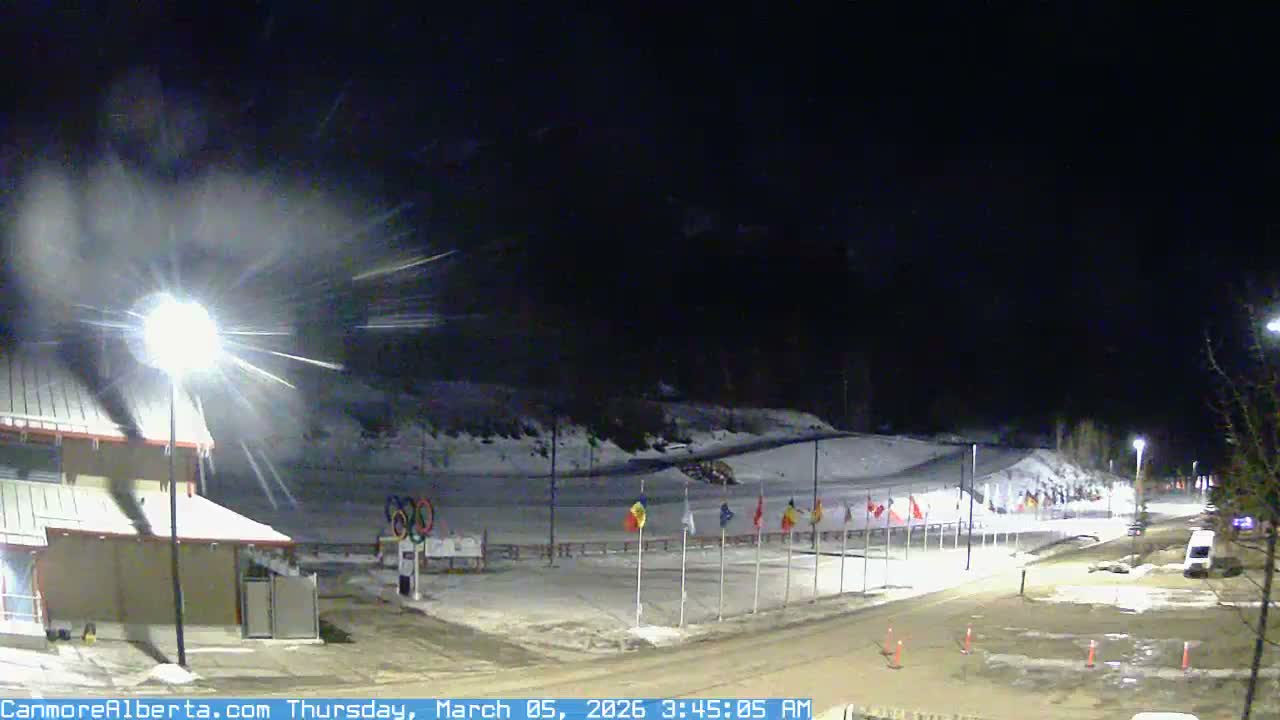 Canmore Nordic Centre Ski Slope & Mt. Rundle View Live Cam - Canmore, Alberta's Rockies, Alberta, Canada