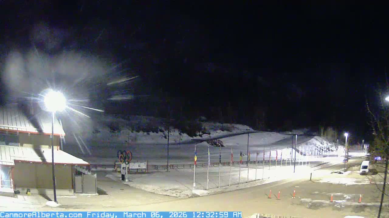 Canmore Nordic Centre Ski Slope & Mt. Rundle View Live Cam - Canmore, Alberta's Rockies, Alberta, Canada