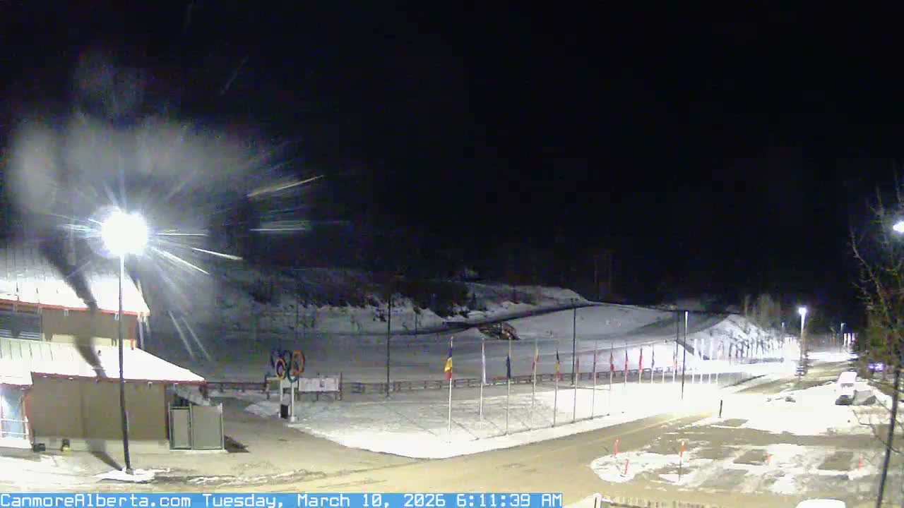 Canmore Nordic Centre Ski Slope & Mt. Rundle View Live Cam - Canmore, Alberta's Rockies, Alberta, Canada