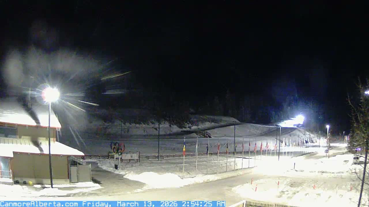Canmore Nordic Centre Ski Slope & Mt. Rundle View Live Cam - Canmore, Alberta's Rockies, Alberta, Canada