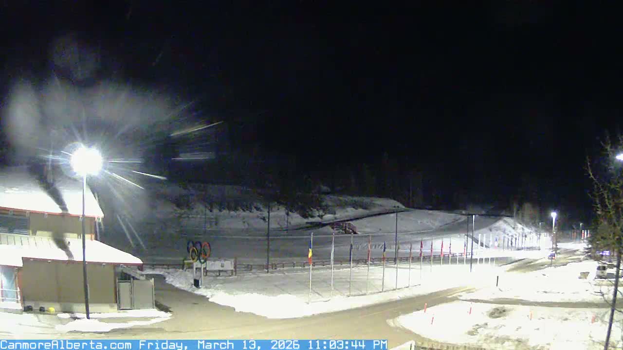 Canmore Nordic Centre Ski Slope & Mt. Rundle View Live Cam - Canmore, Alberta's Rockies, Alberta, Canada