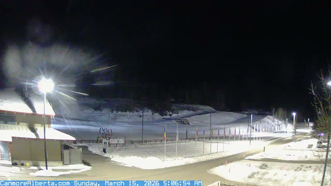 Canmore Nordic Centre Ski Slope & Mt. Rundle View Live Cam - Canmore, Alberta's Rockies, Alberta, Canada
