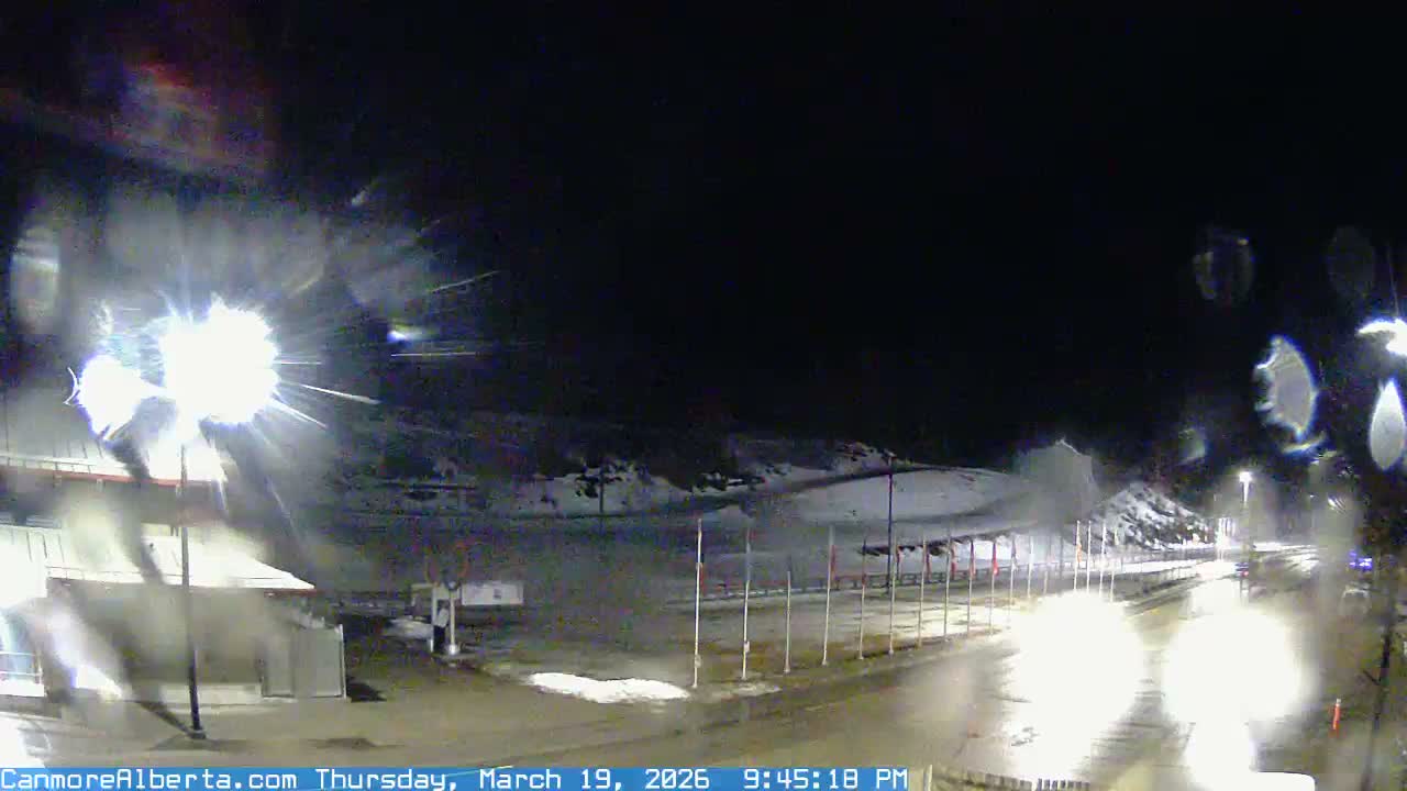 Canmore Nordic Centre Ski Slope & Mt. Rundle View Live Cam - Canmore, Alberta's Rockies, Alberta, Canada