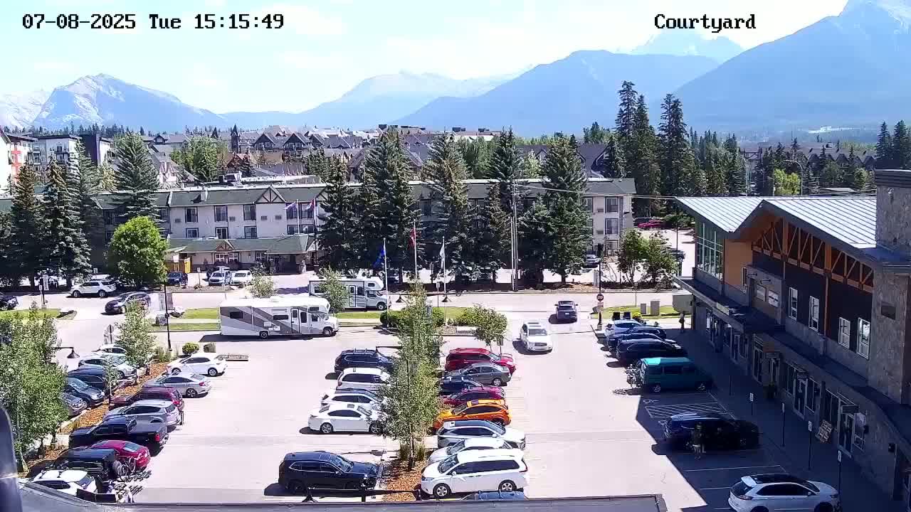 Canmore City Skyline & Alberta Rocky Mountains View Live Cam -  Canmore, Alberta's Rockies, Alberta, Canada