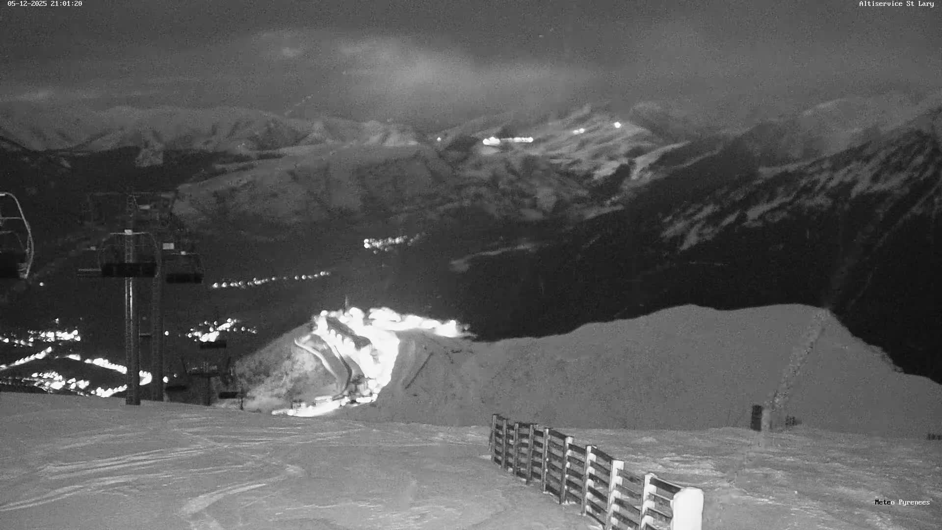 Saint-Lary-Soulan Village Skyline & Pla d'Adet Ski Slopes Live Cam - Bagnères-de-Bigorre, Hautes-Pyrénées, Occitanie, France