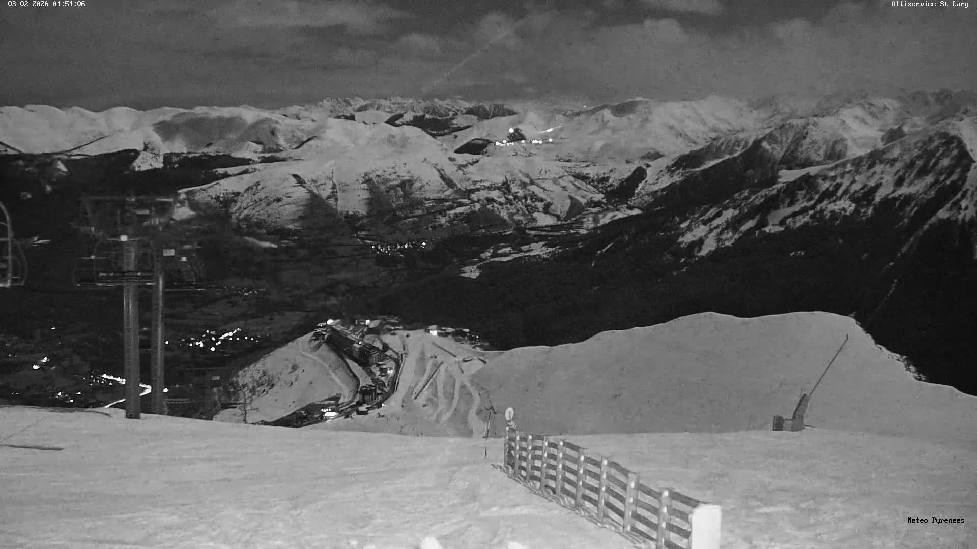 Saint-Lary-Soulan Village Skyline & Pla d'Adet Ski Slopes Live Cam - Bagnères-de-Bigorre, Hautes-Pyrénées, Occitanie, France