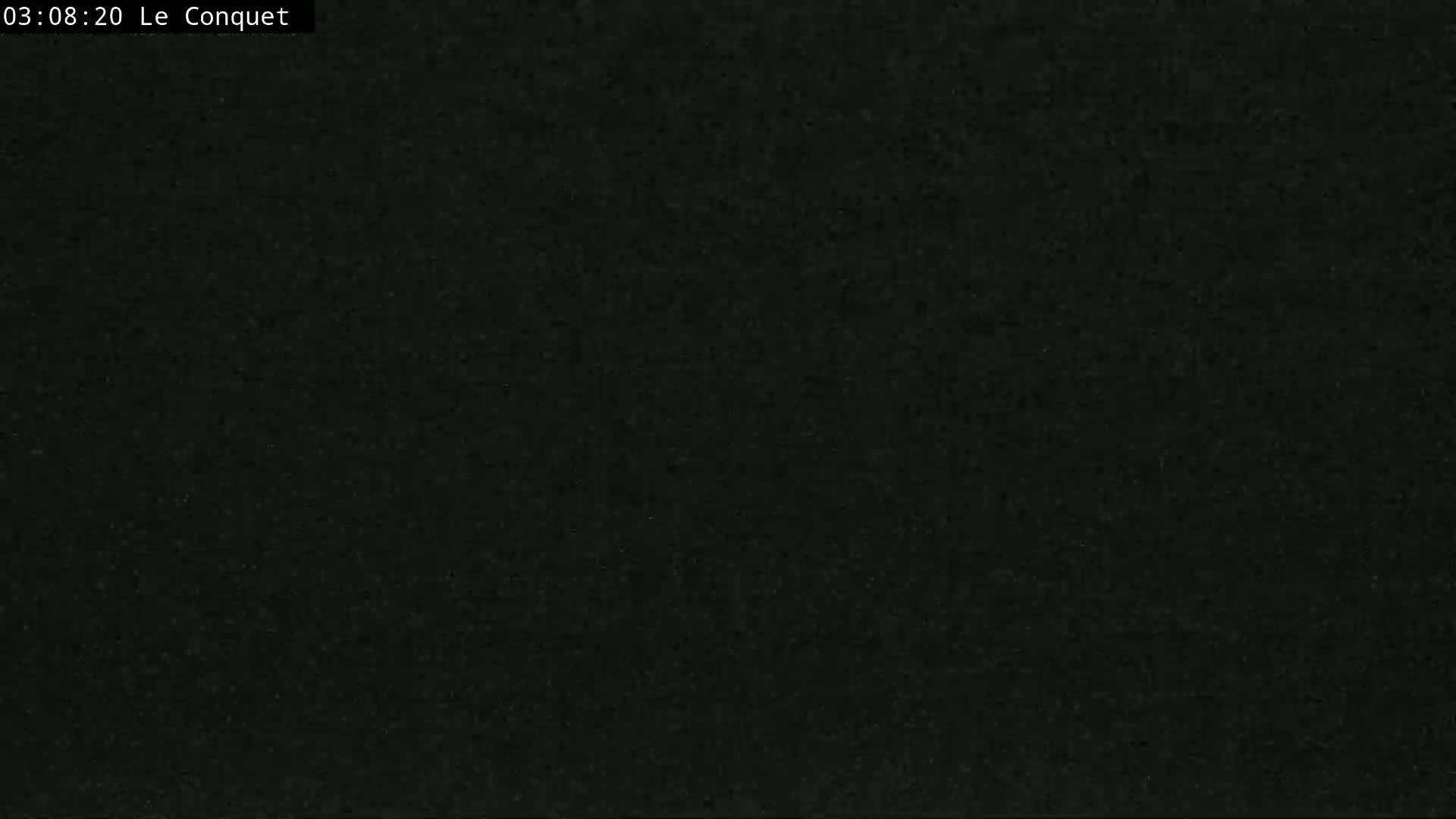 The image is a completely dark, grainy, black field.