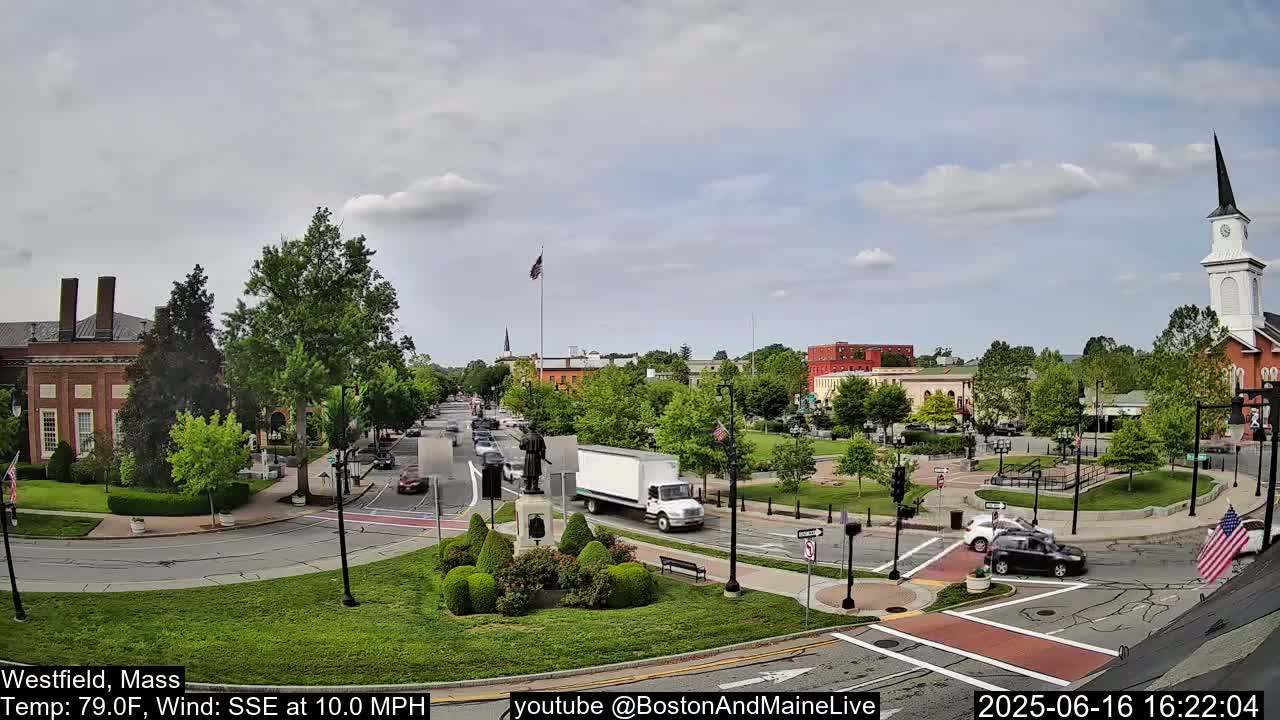 Park Square Live  Cam - Westfield, Massachusetts USA