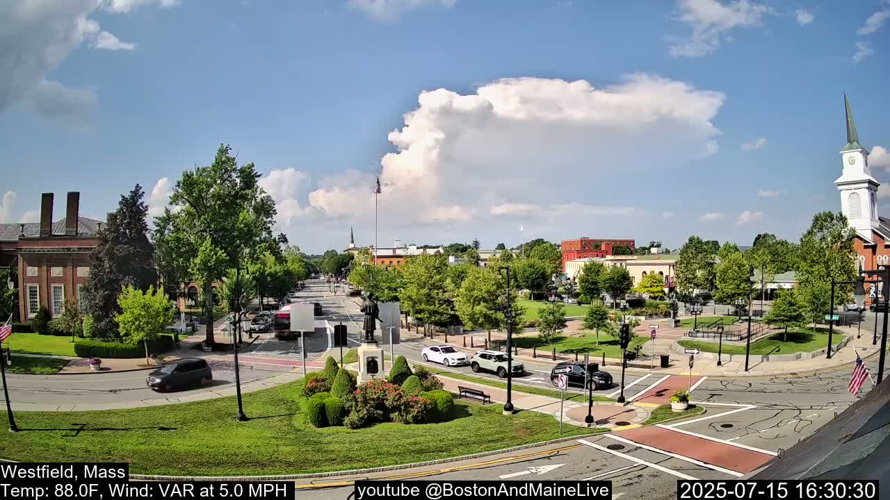 Park Square Live  Cam - Westfield, Massachusetts USA