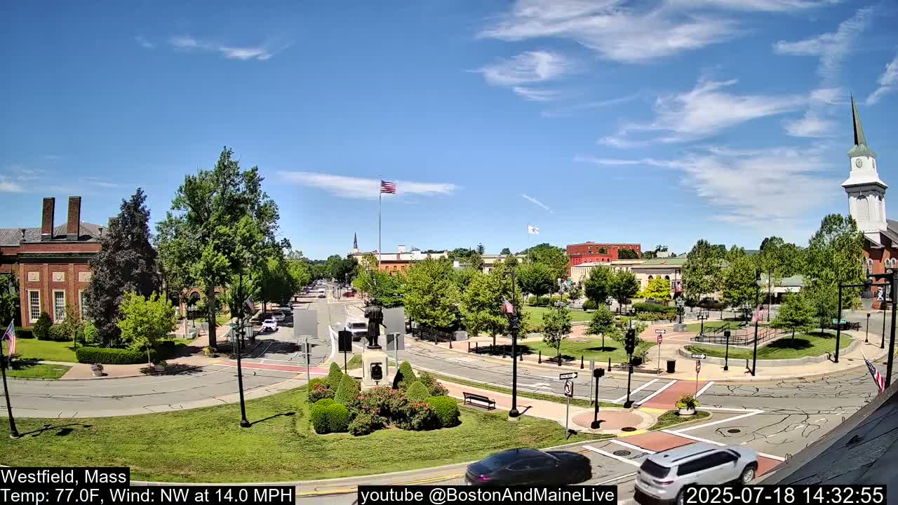 Park Square Live  Cam - Westfield, Massachusetts USA