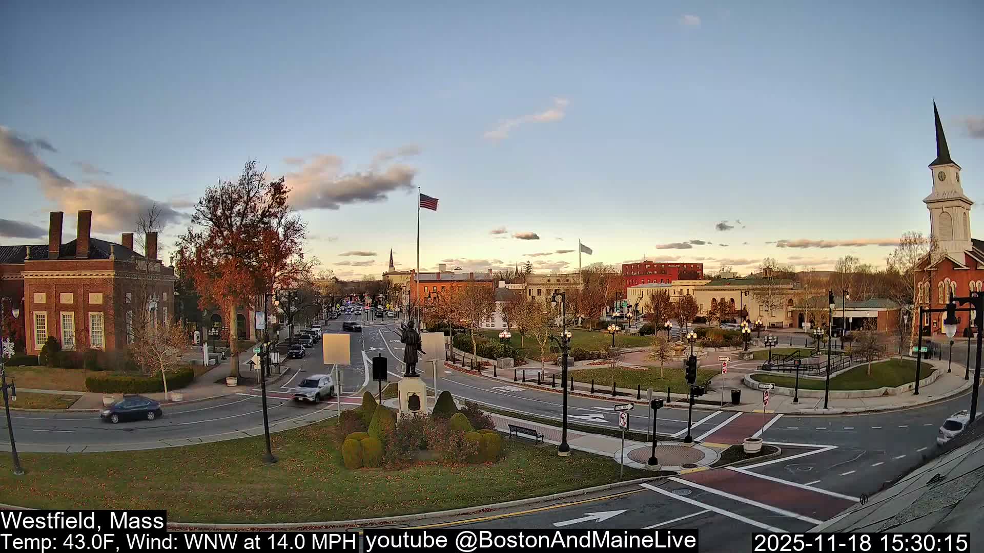 Westfield, Park Square Live  Cam - Westfield, Massachusetts USA