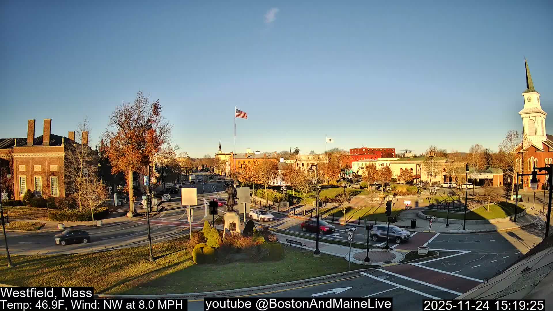 Westfield, Park Square Live  Cam - Westfield, Massachusetts USA