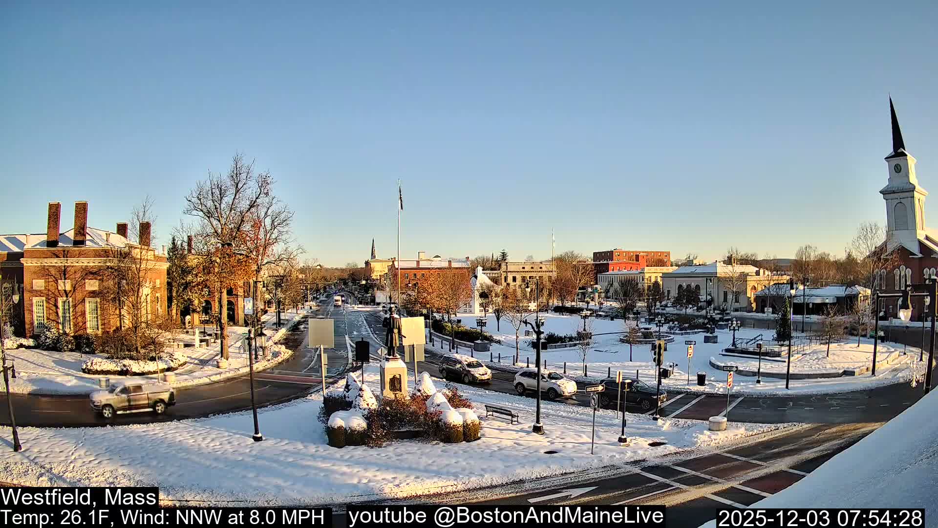 Westfield, Park Square Live  Cam - Westfield, Massachusetts USA
