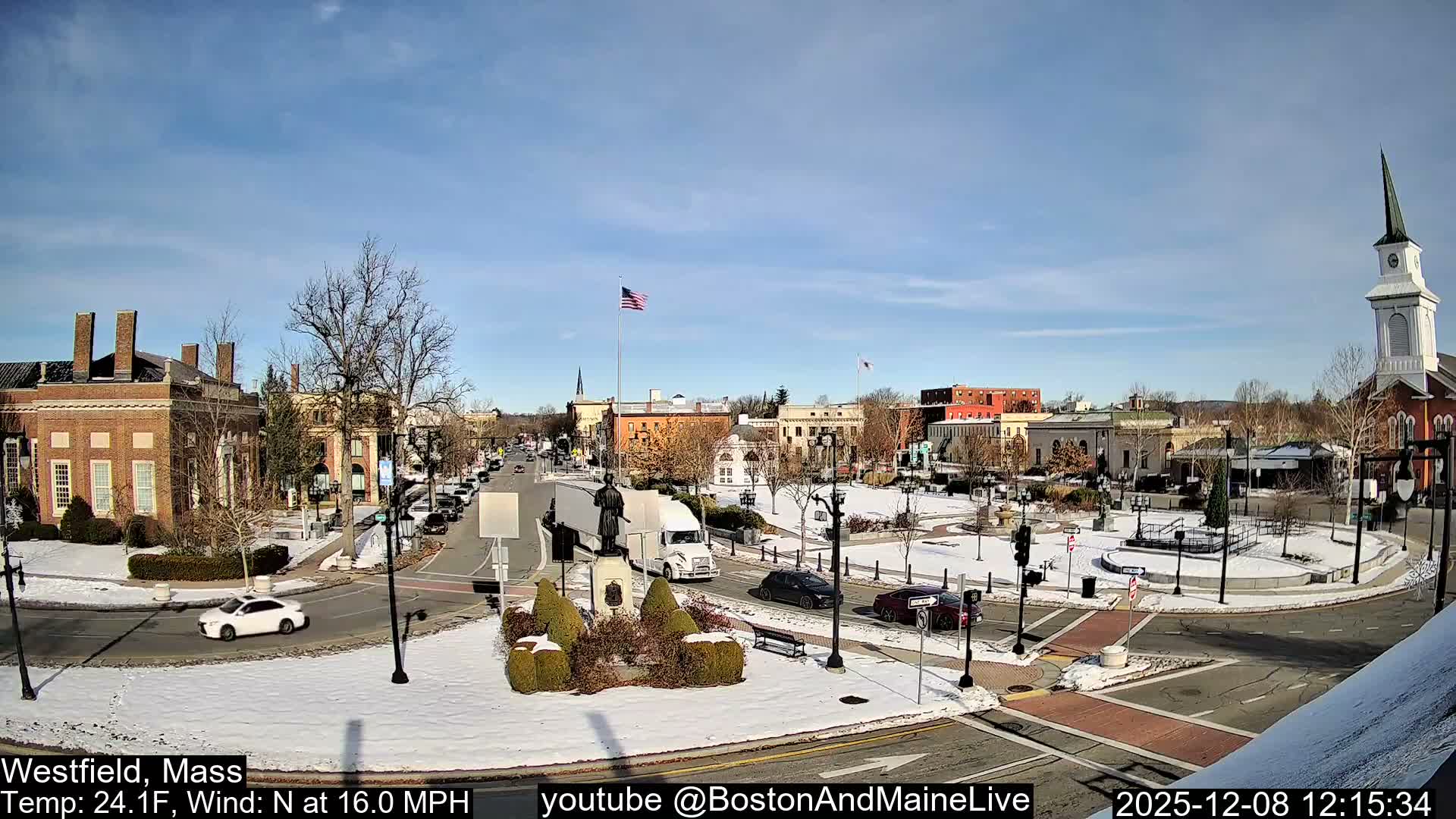 Westfield, Park Square Live  Cam - Westfield, Massachusetts USA
