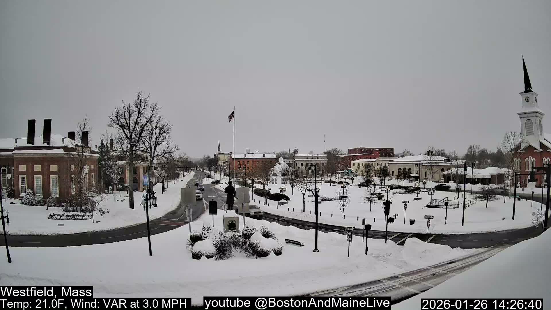 Westfield, Park Square Live  Cam - Westfield, Massachusetts USA