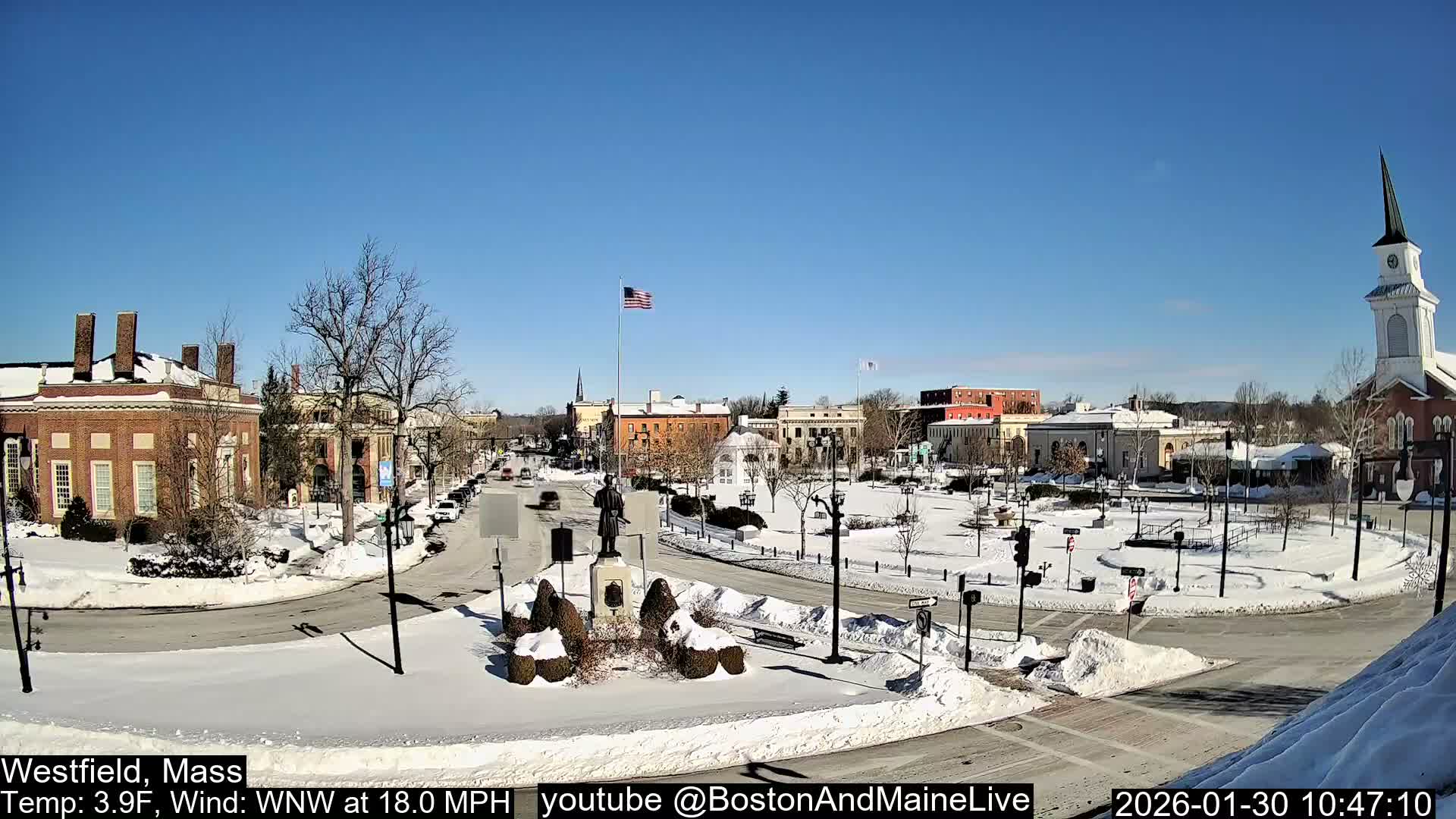 Westfield, Park Square Live  Cam - Westfield, Massachusetts USA