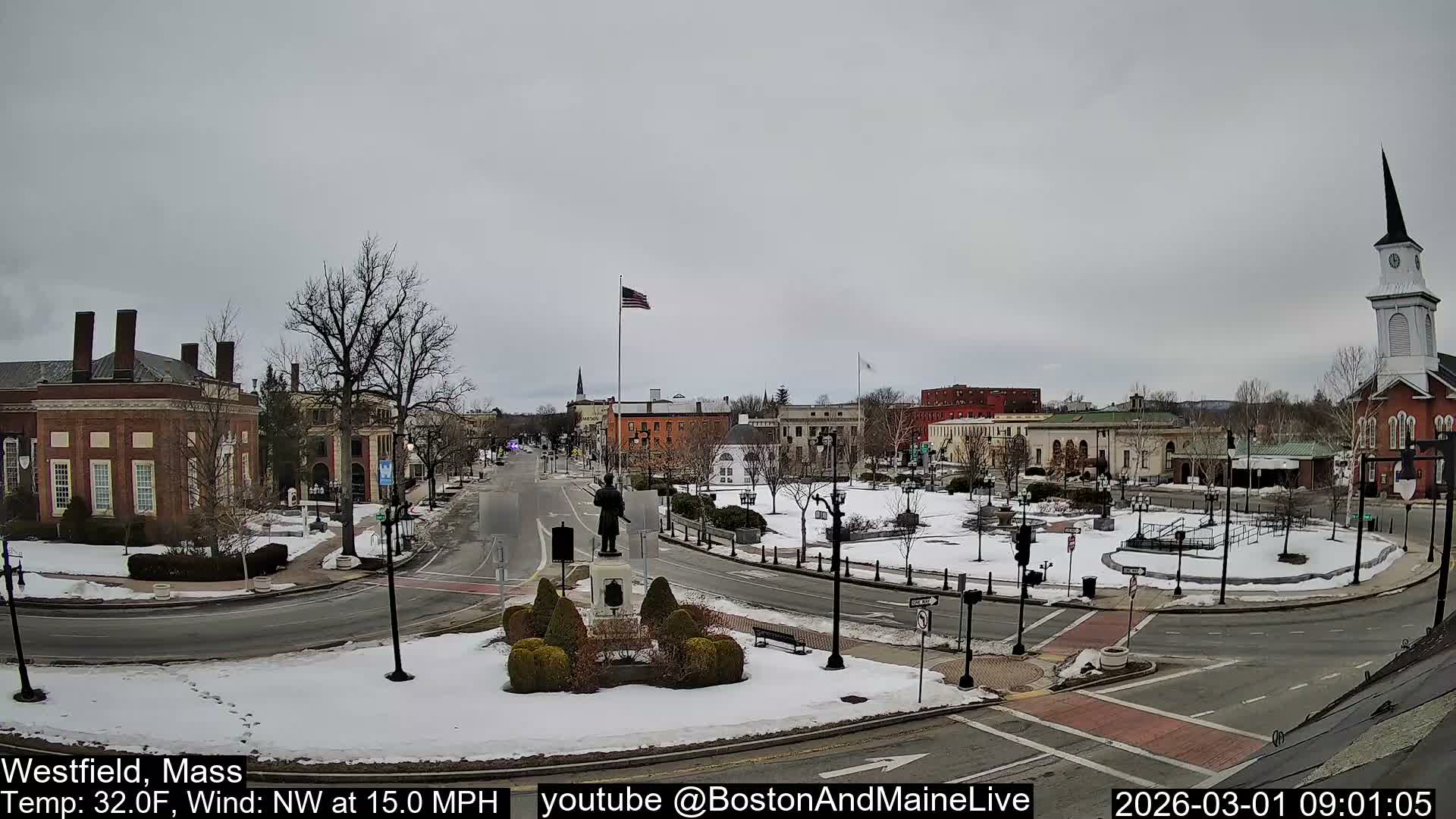 Westfield, Park Square Live  Cam - Westfield, Massachusetts USA