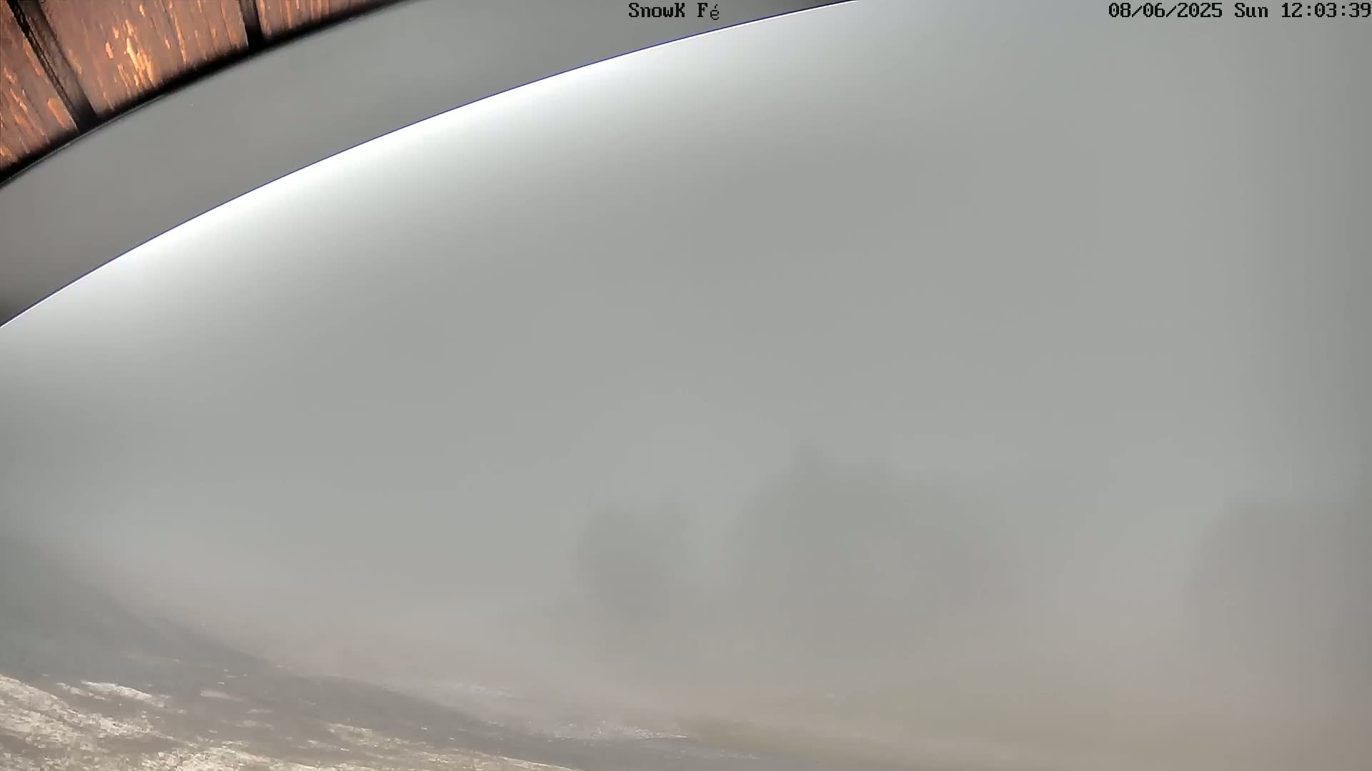 A low-angle view shows a thick fog obscuring the landscape.
