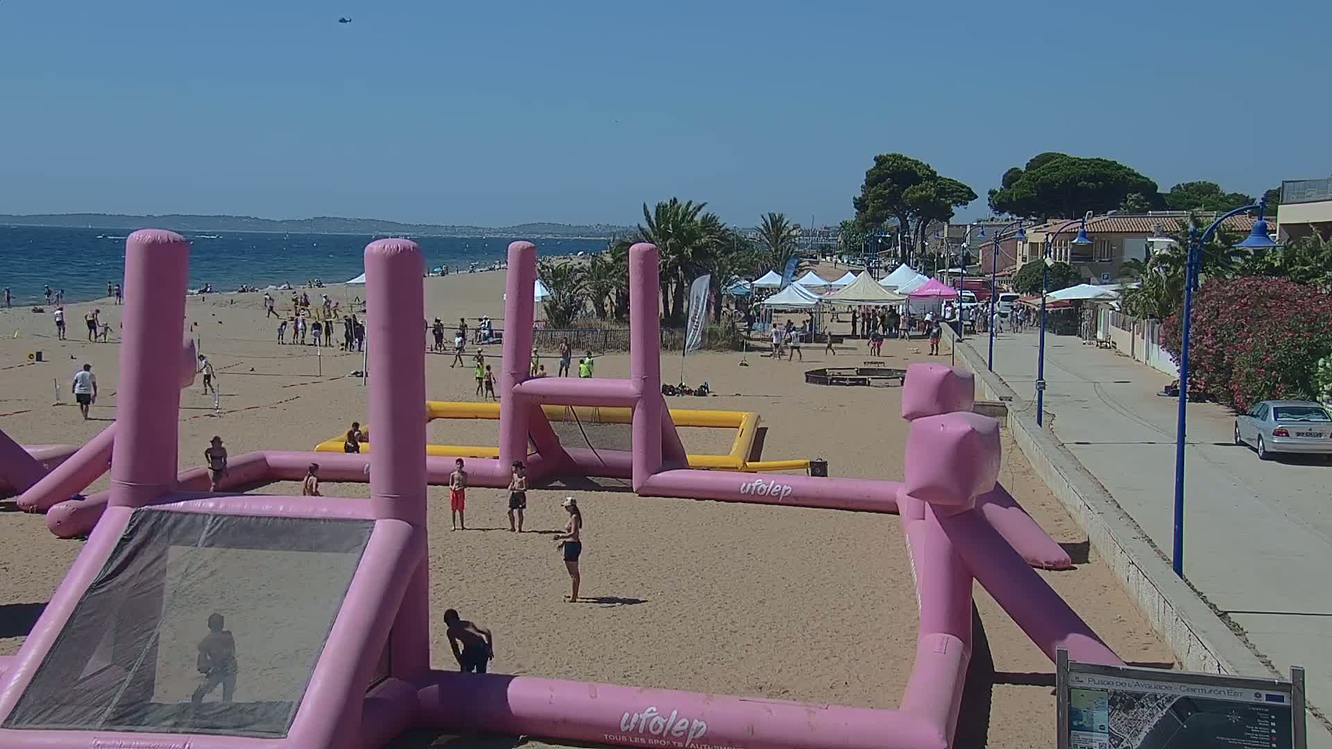 Hyeres, Plage de l'Ayguade Beach & Ayguade  Live Cam - Toulon, Var, Provence-Alpes-Cote d’Azur, France 