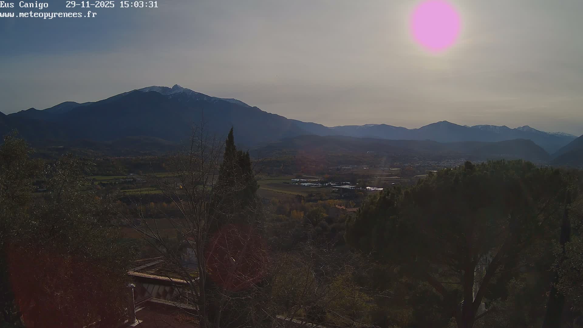 Eus Village & Prades City Skyline & Canigo Mountain View Live Cam - Prades, Pyrenees-Orientales, Occitanie, France